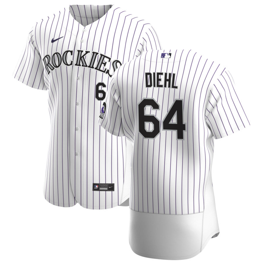 Colorado Rockies 64 Phillip Diehl Men Nike White Home 2020 Authentic Player MLB Jersey